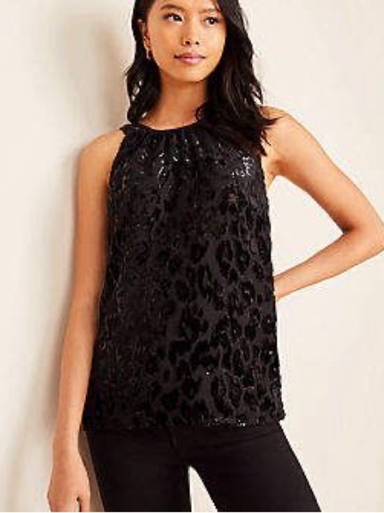 Ann Taylor Tops - Velvet Spotted Shirred Tank | Ann Taylor - xl